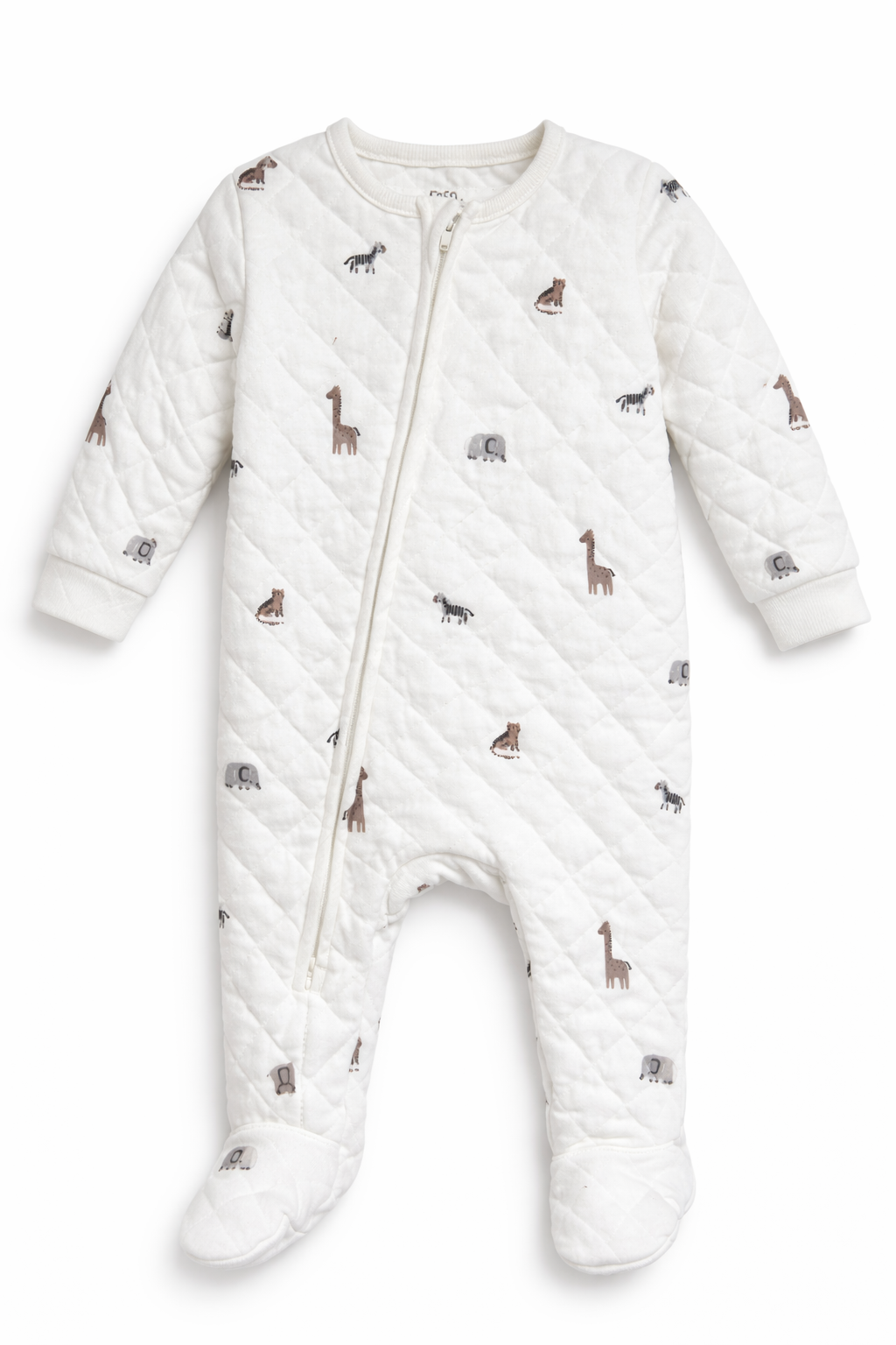 Fluffy animal print zipper jumpsuit