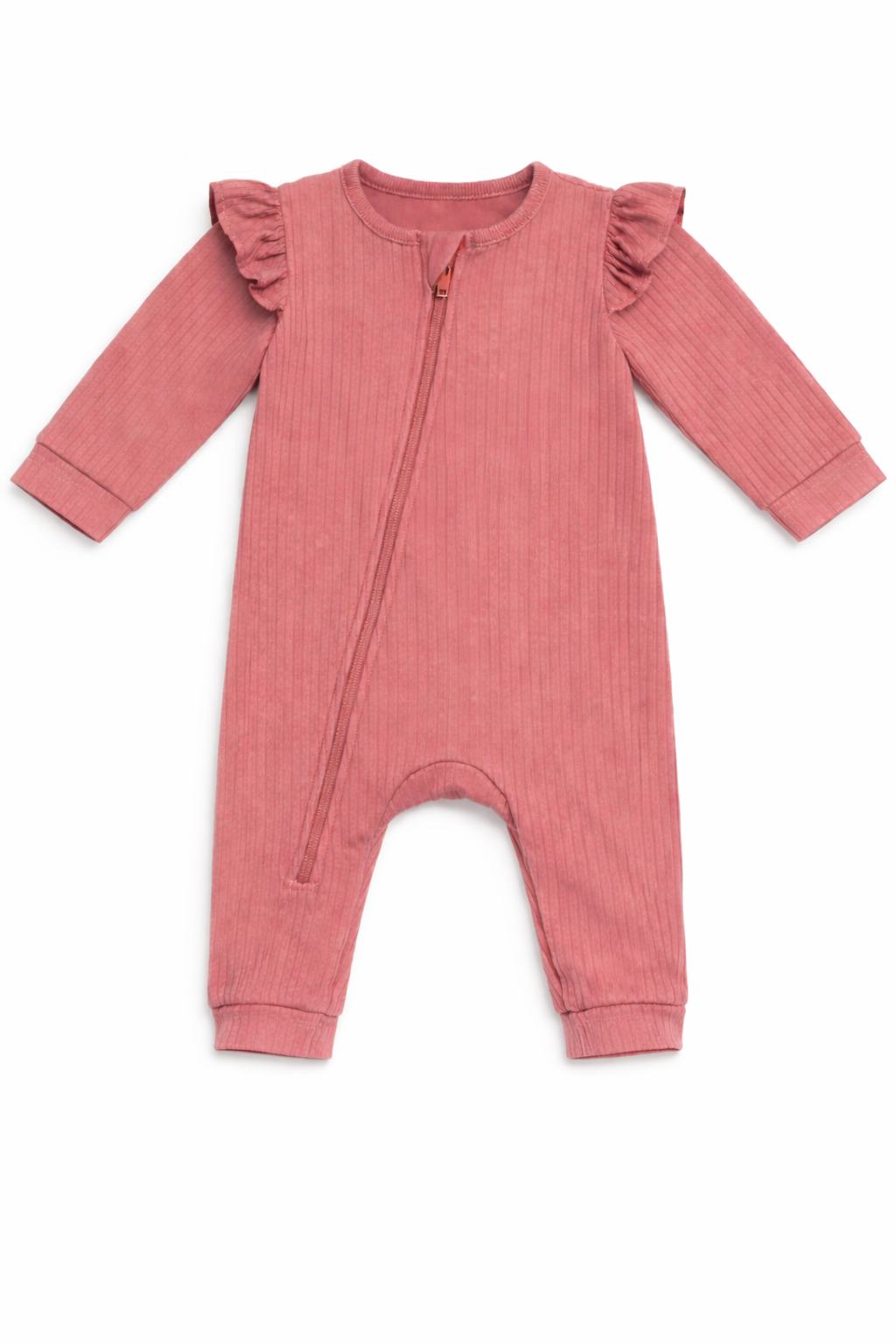 Ruffle pink zipper jumpsuit