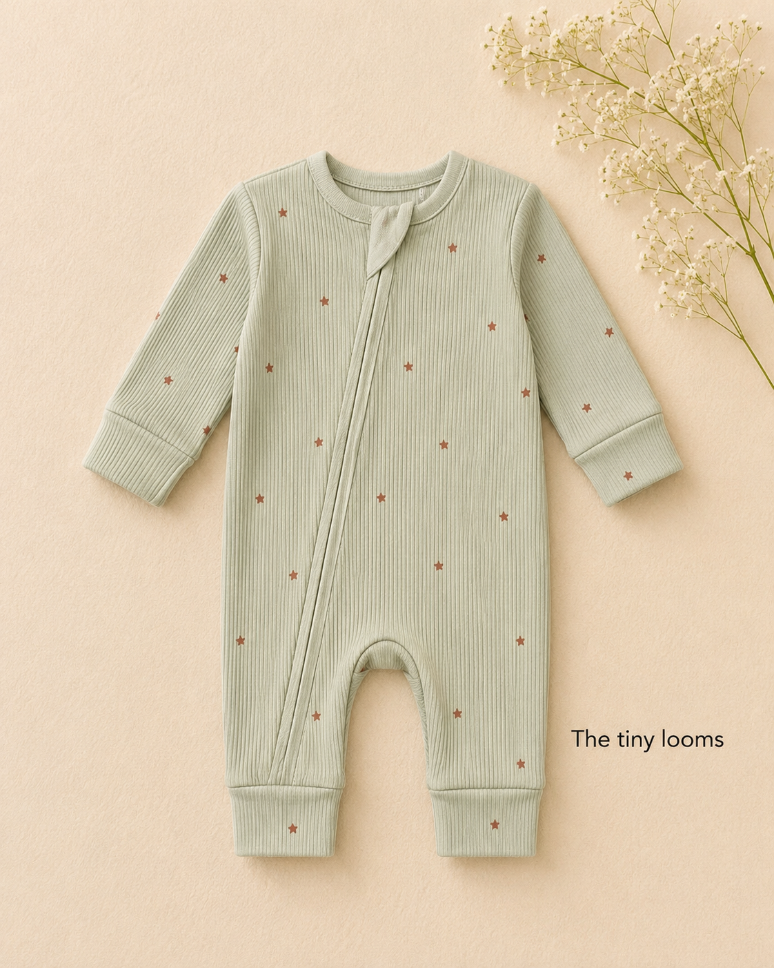 pastel green star romper