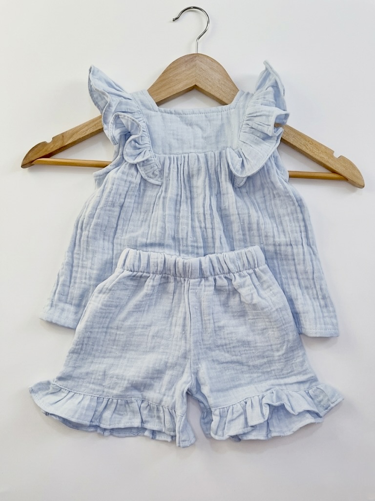 blue muslin co-ord set
