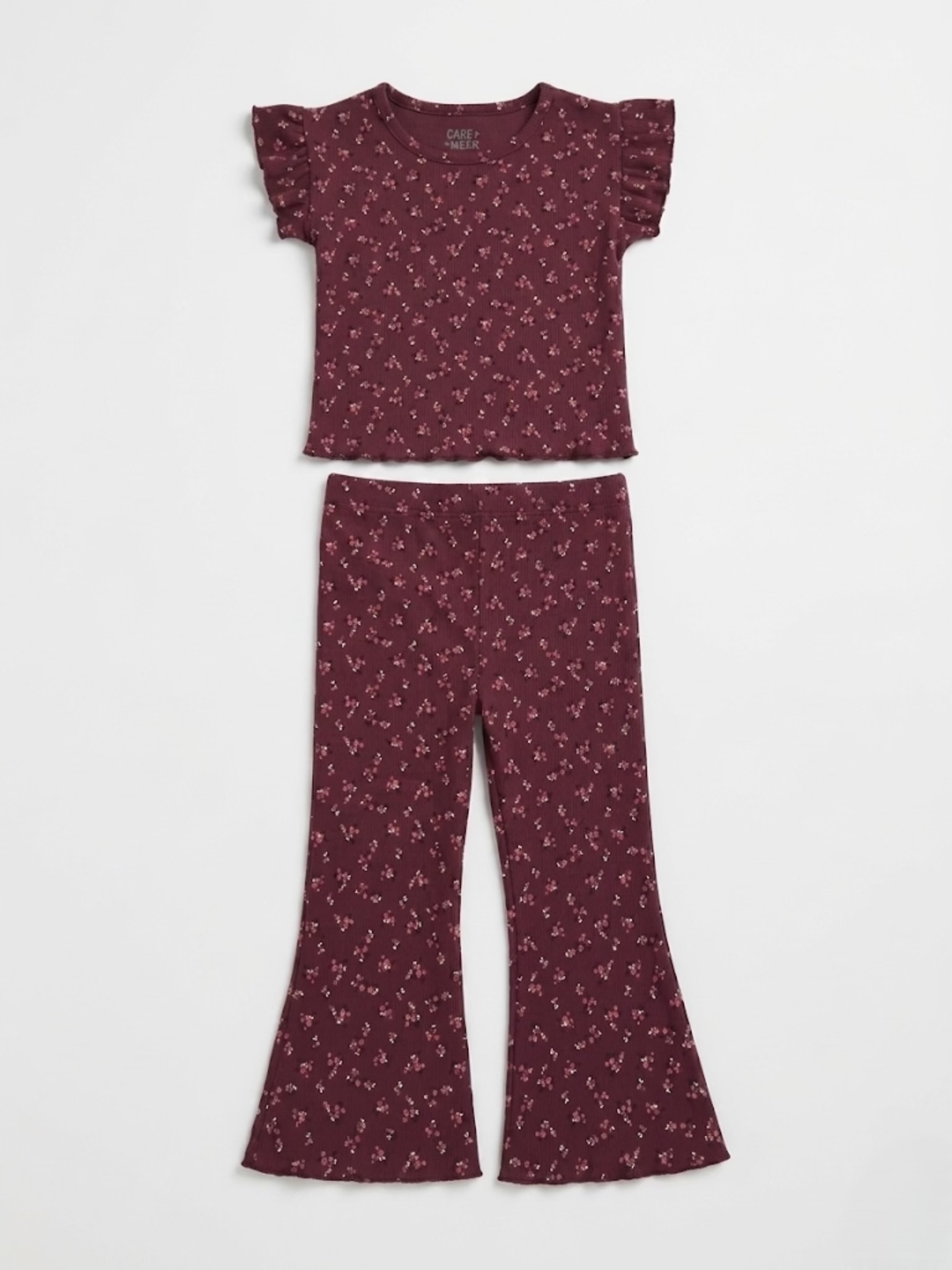 floral kids bell bottom set