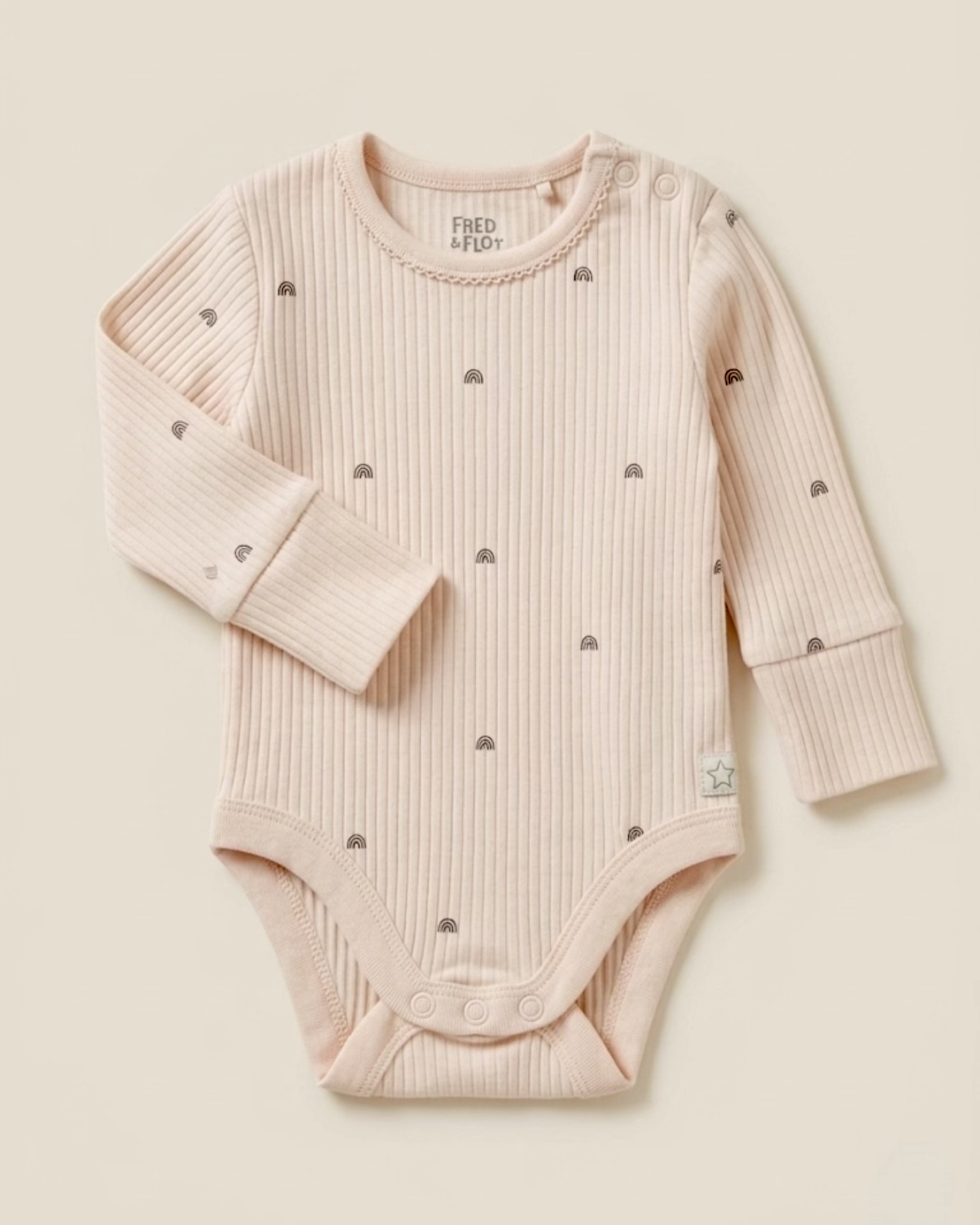 pink ribbed full sleeve bodysuit
