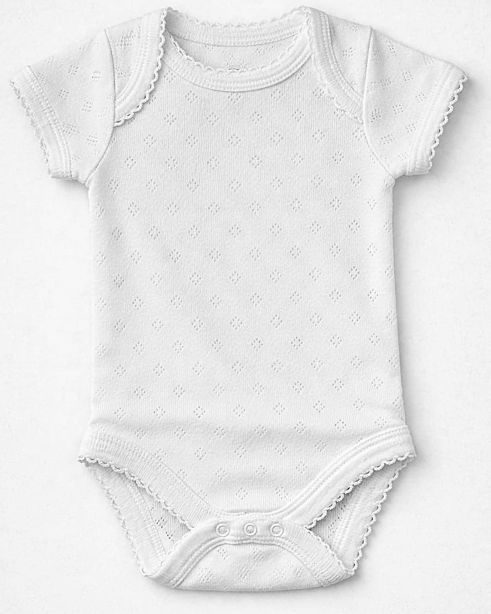 white half sleeve pointelle onsie