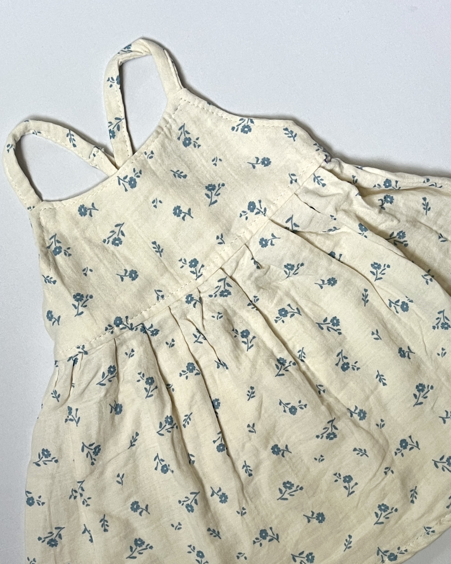 Blue floral muslin frock