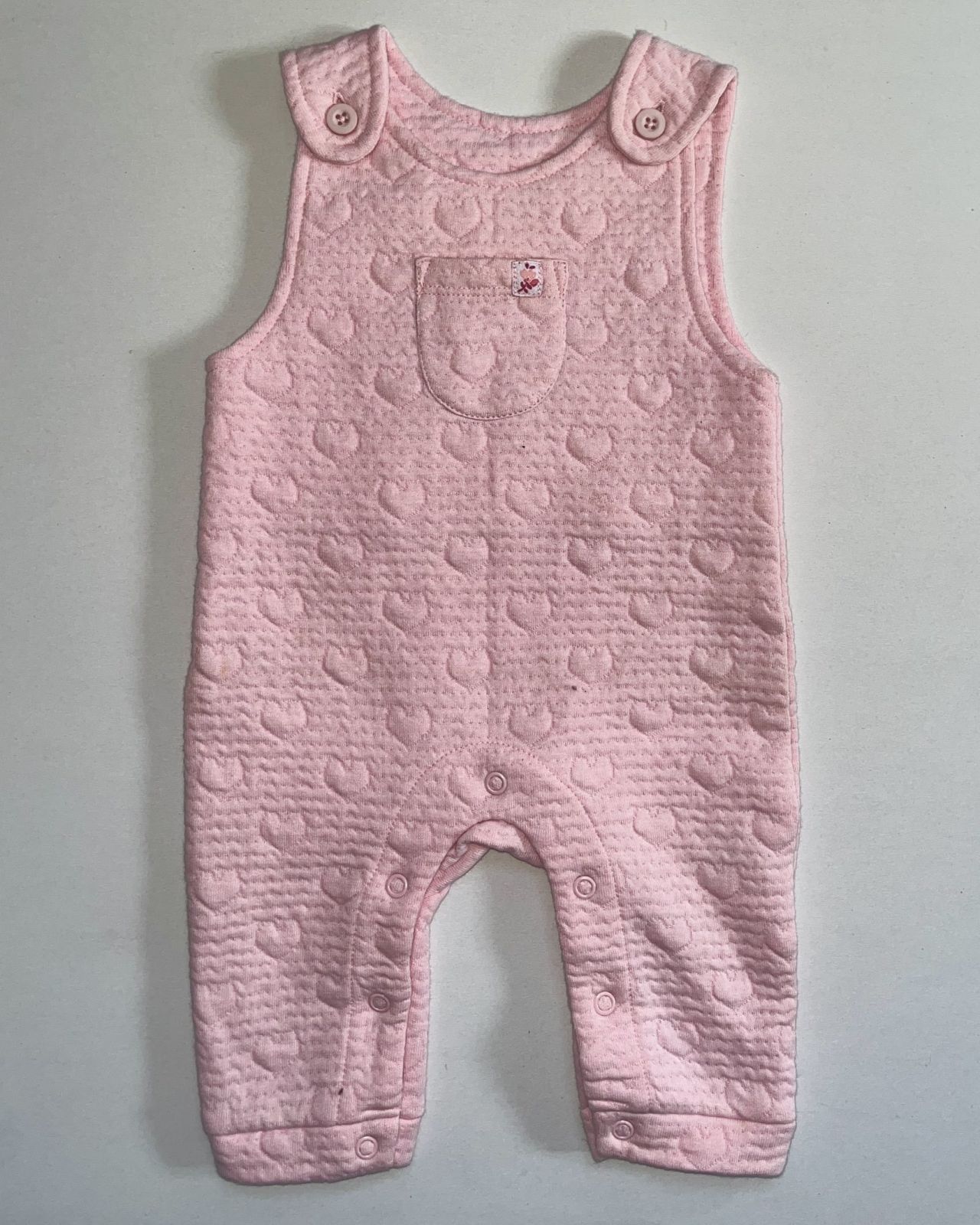 Pink embossed heart dungaree