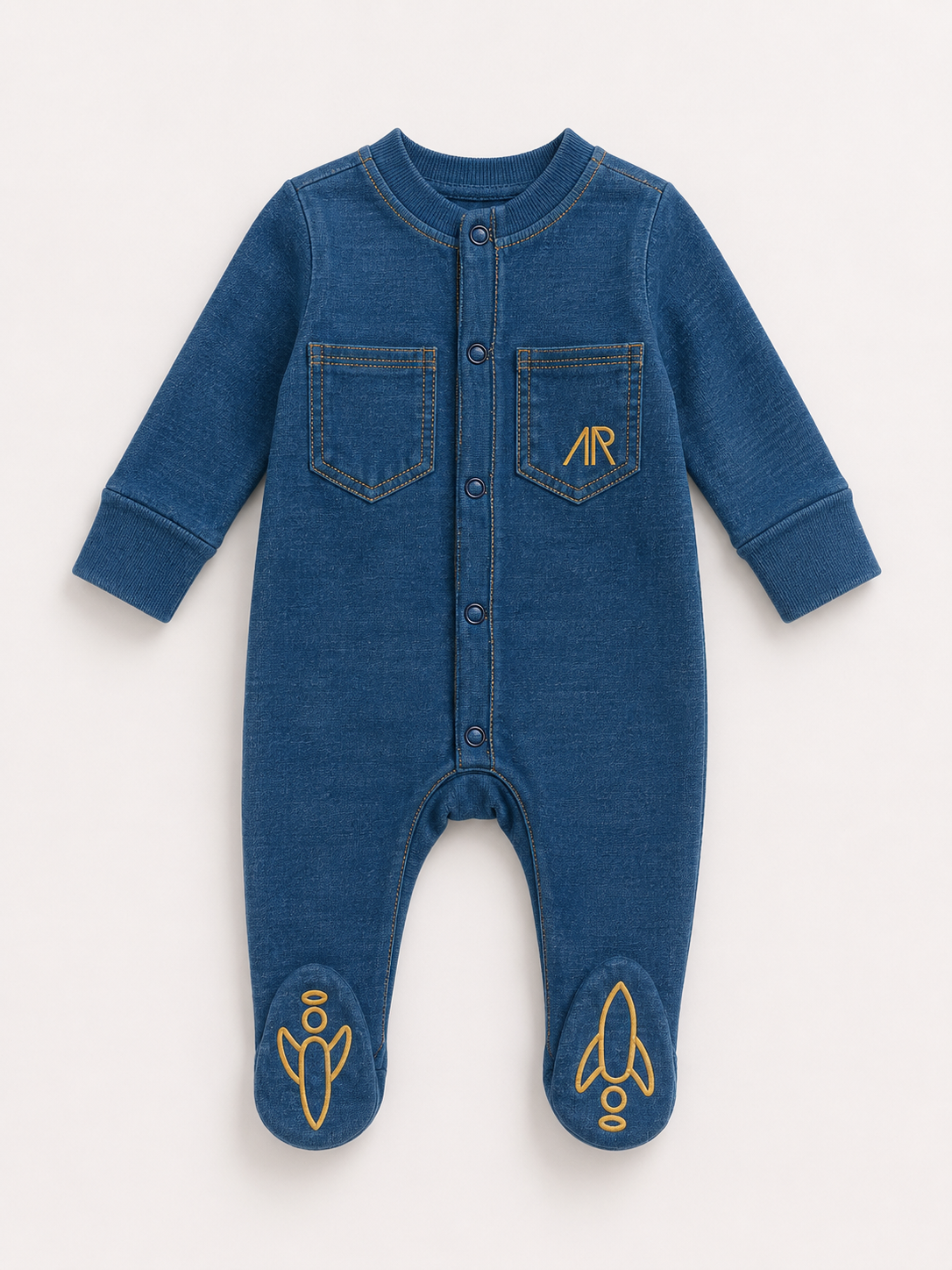 Cotton sleepsuit with denim look