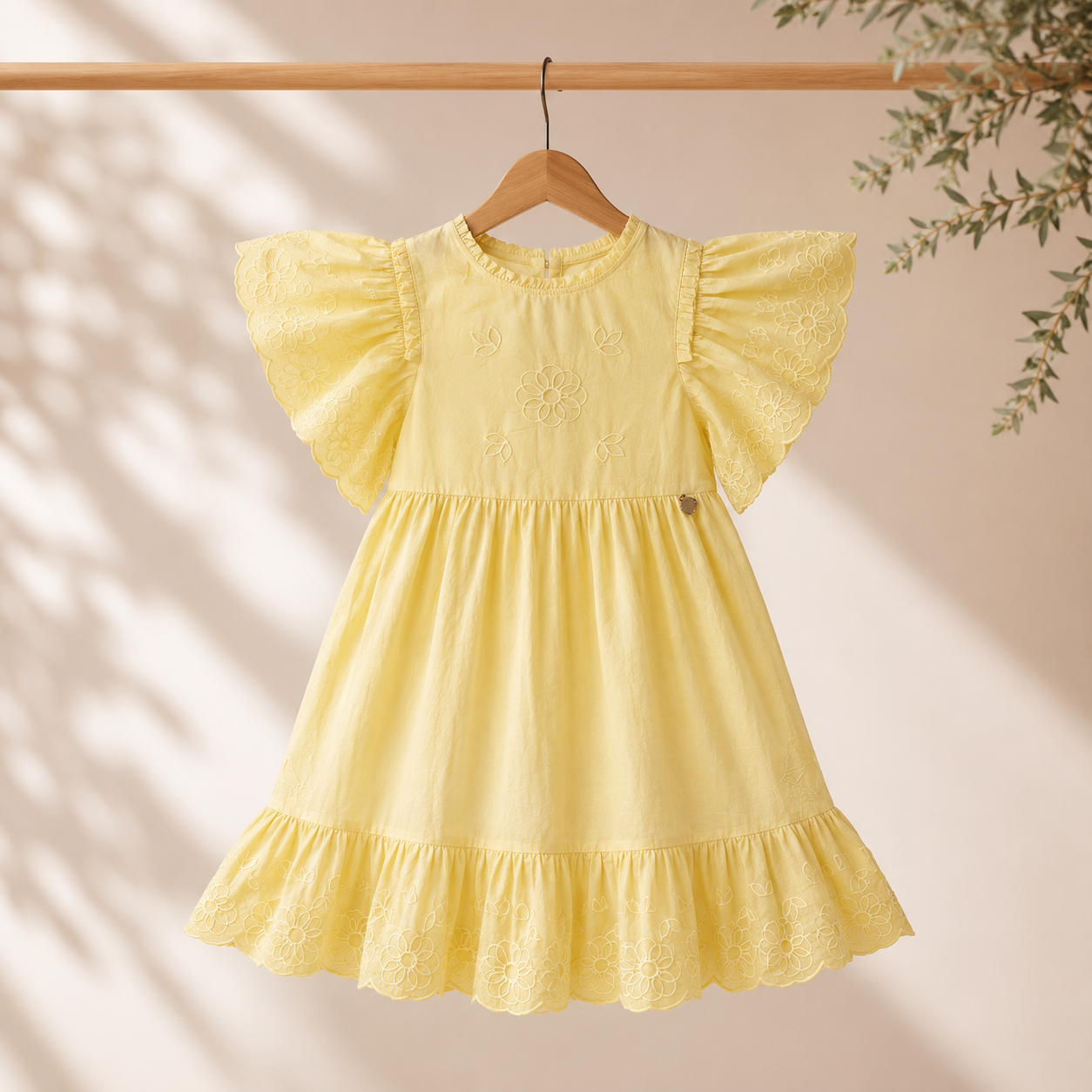 Yellow buttercup embroidered frock