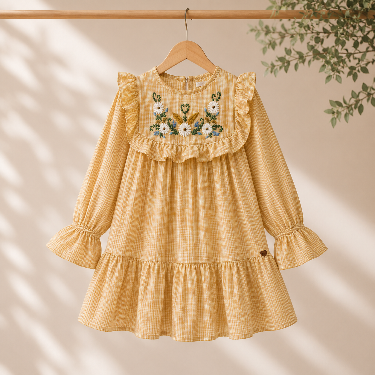 Yellow sun kissed embroidered frock