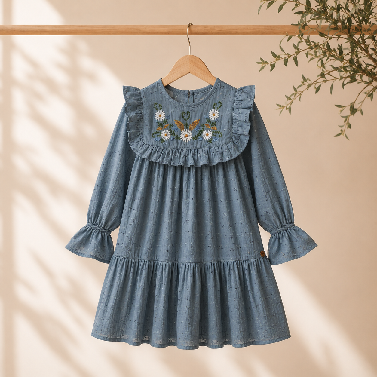 Blue day dream embroidered frock dress