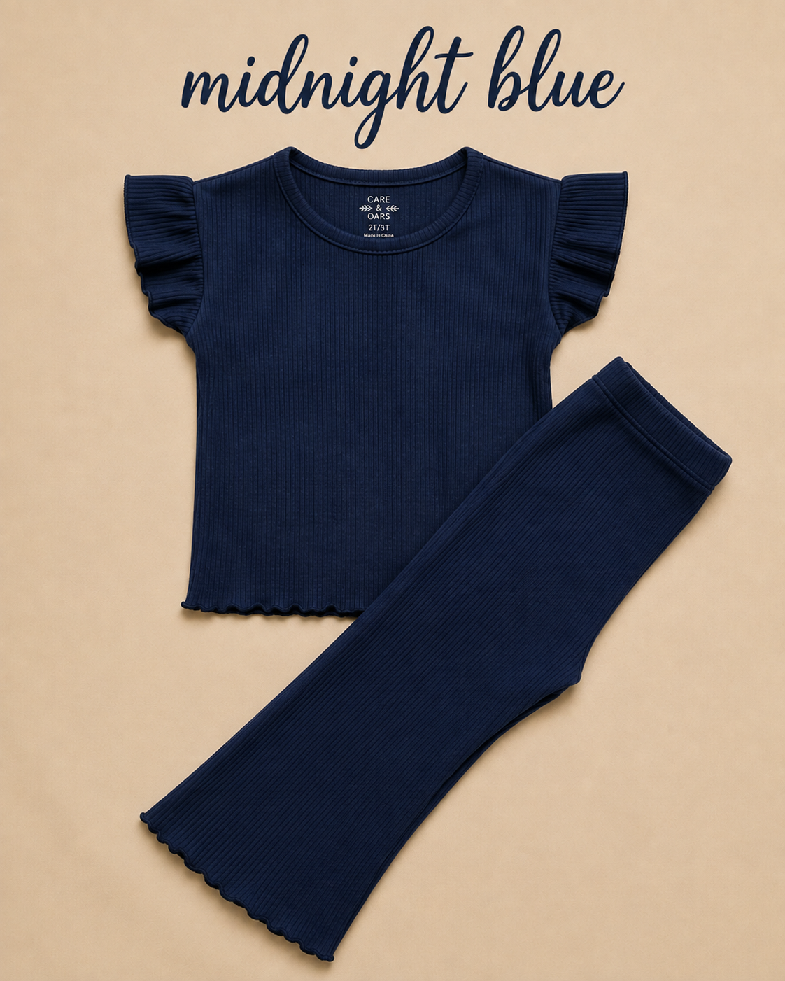Midnight blue bell bottom co-ord set