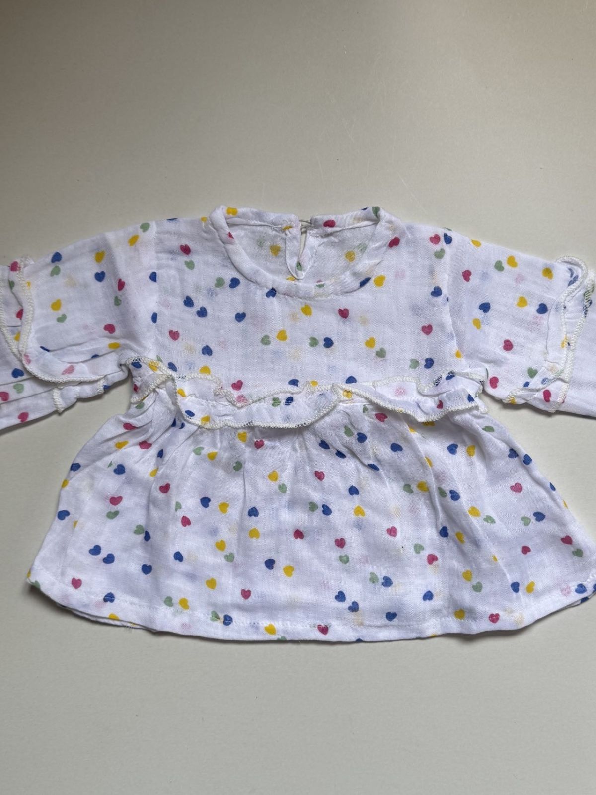 Multi colour heart long sleeve muslin frock