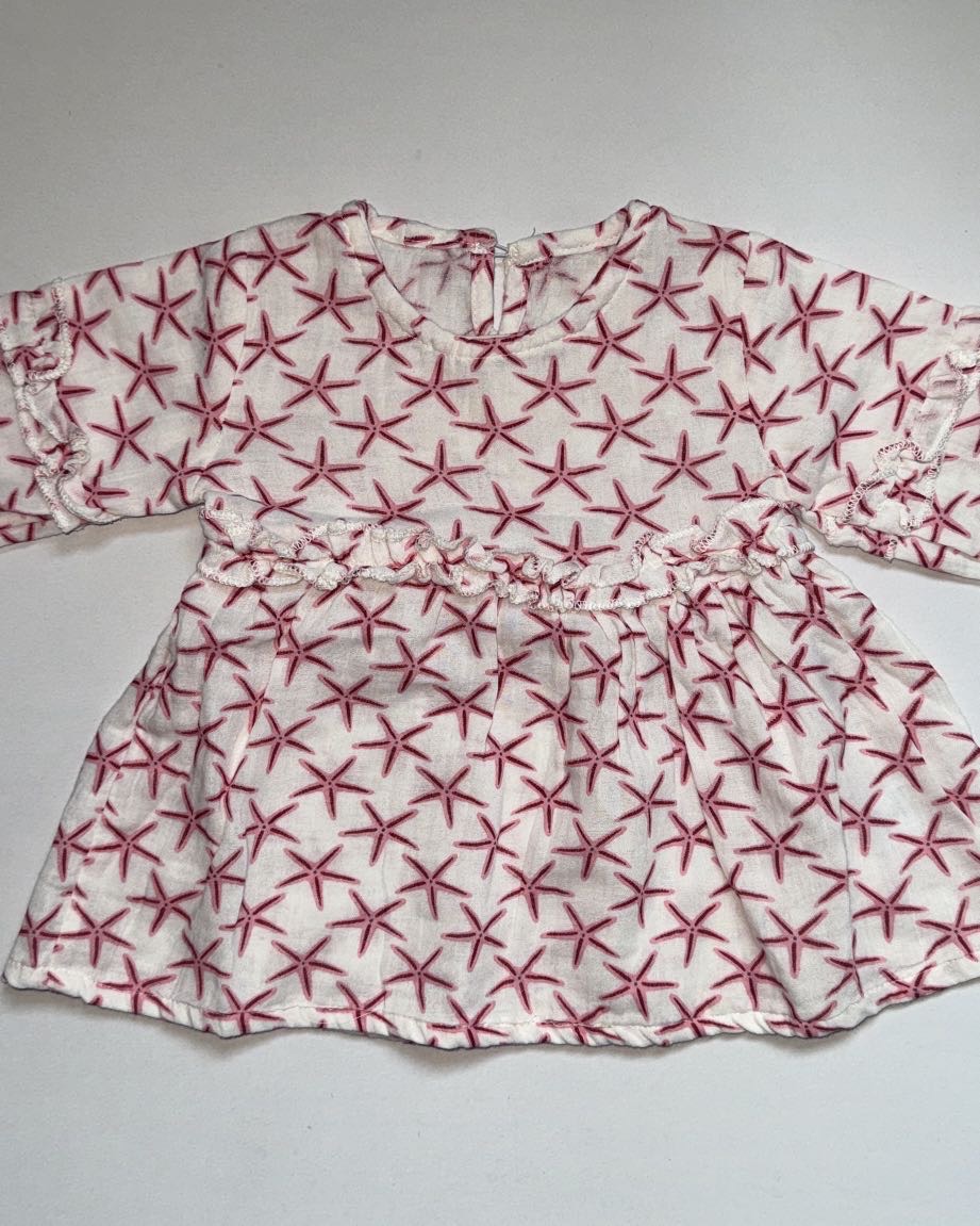 Starfish long sleeve muslin frock