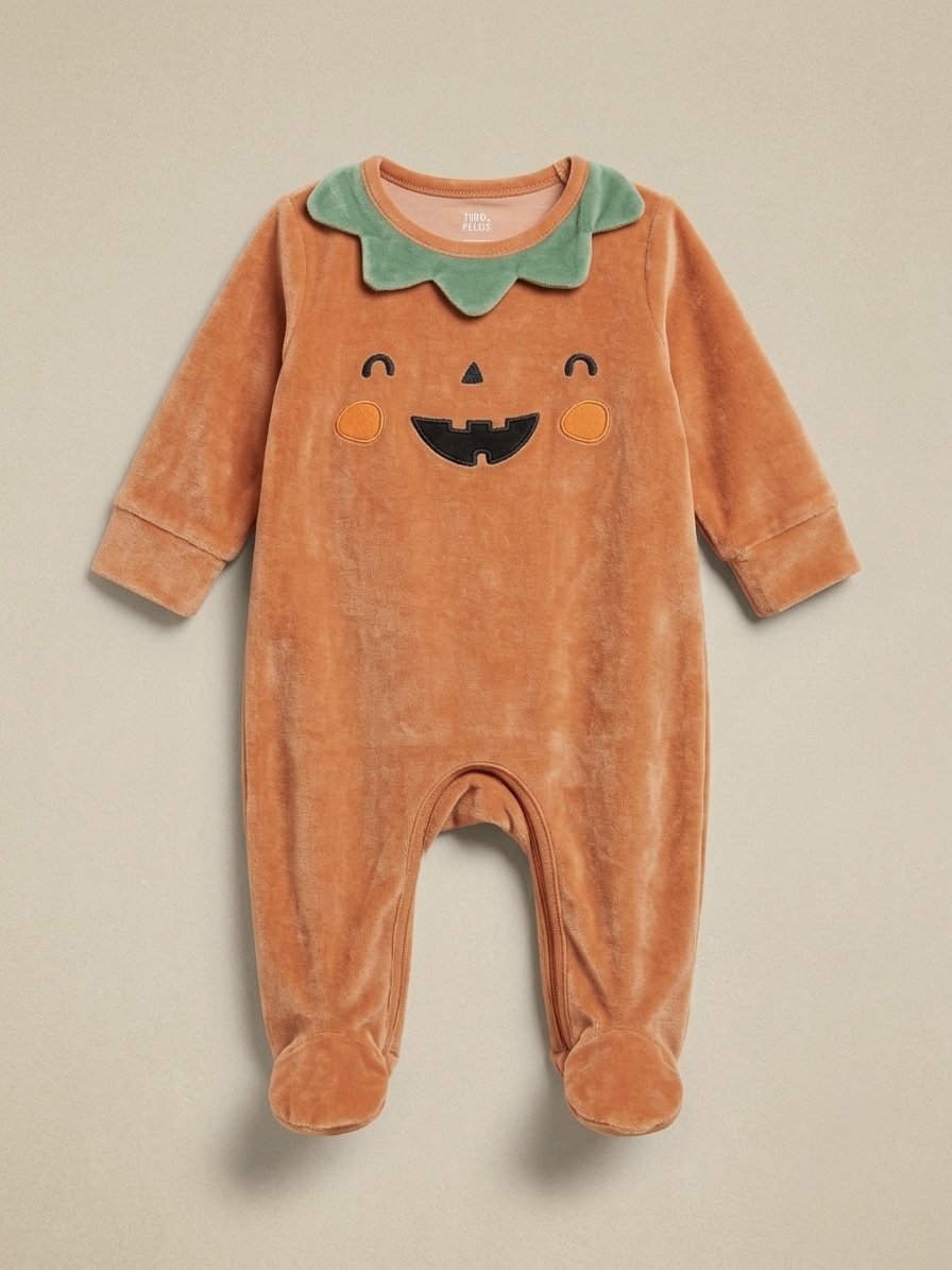 Cute pumpkin velour sleepsuit