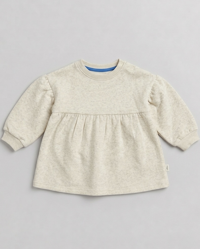 White loopknit fleece frock