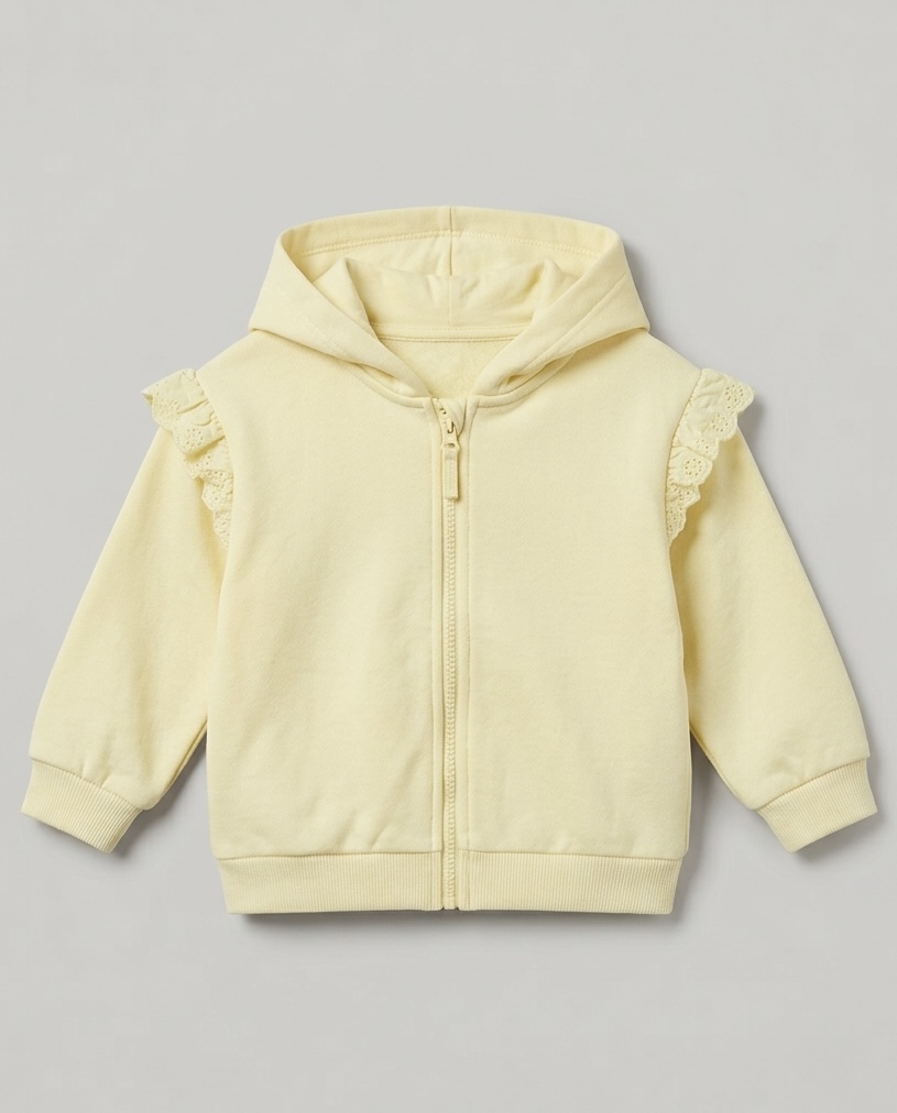 Yellow ruffle shoulder hoodie