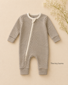 brown stripes romper
