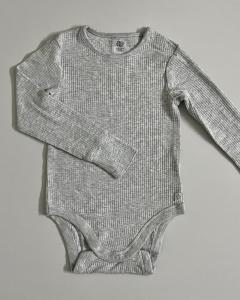 grey ribbed full sleeve bodysuit