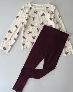 Full sleeve bow kids co-ord set