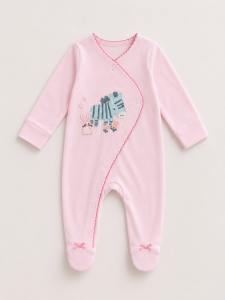 Zebra embroidered sleepsuit