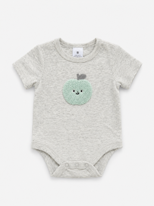 green apple appliqué bodysuit