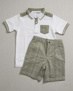 Textured polo and shorts