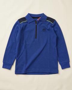 Waffle knit full sleeve polo