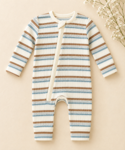 coastal stripes ribbed romper