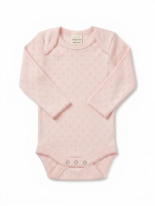 Pink pointelle full sleeve onsie