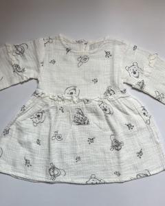 Winnie white long sleeve muslin frock