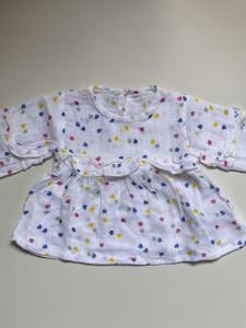 Multi colour heart long sleeve muslin frock