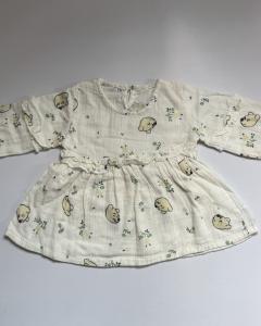 Off white Winnie long sleeve muslin frock