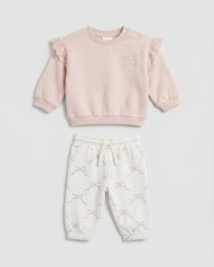 Embroidered bow winter co-ord
